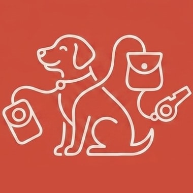 Illustration minimaliste d’un chien avec accessoires